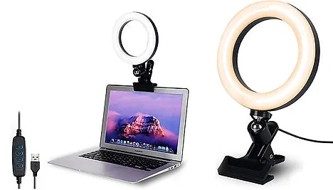 6-Inch USB Ring Light with Clip Base