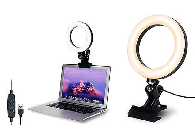 6-Inch USB Ring Light with Clip Base