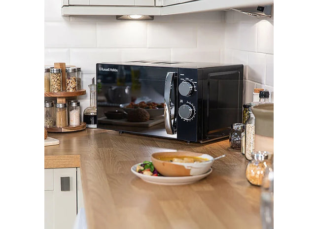 17L 700w Black Microwave with Defrost