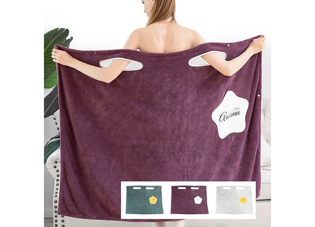 Quick Dry Wearable Microfiber Plush Bathrobes Towel