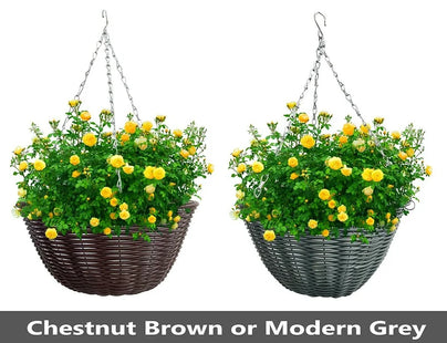 Rattan Effect Round Hanging Basket