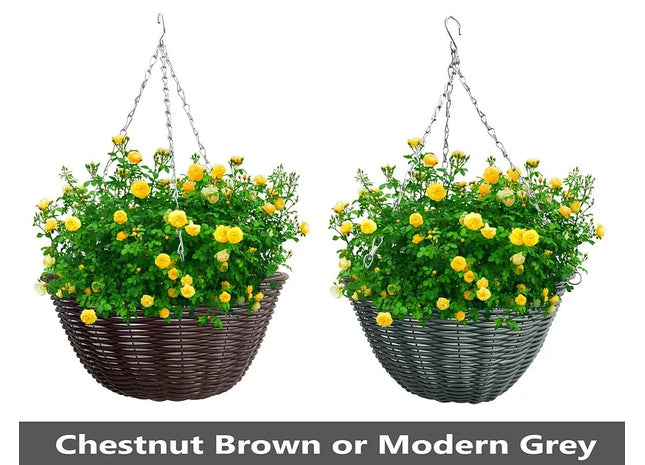 Rattan Effect Round Hanging Basket