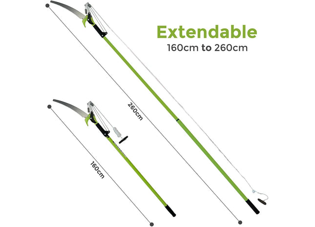 TELESCOPIC EXTENDING RATCHET TREE BRANCH PRUNER LOPPER & SAW BLADE