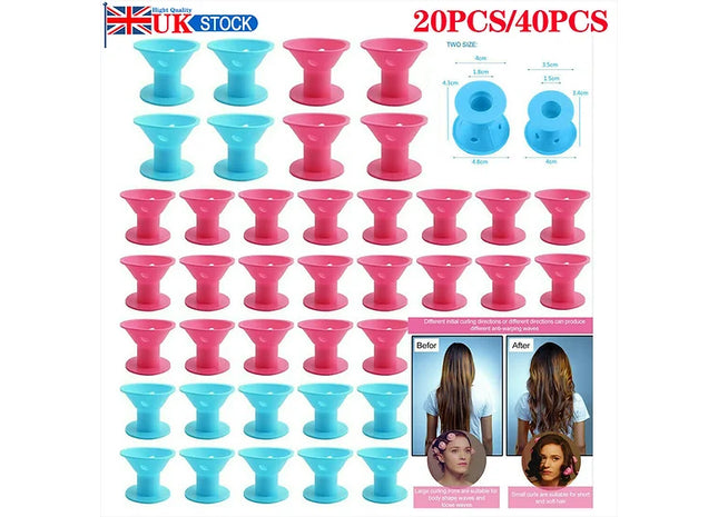 20/40PCS No Heat Silicone Hair Curlers