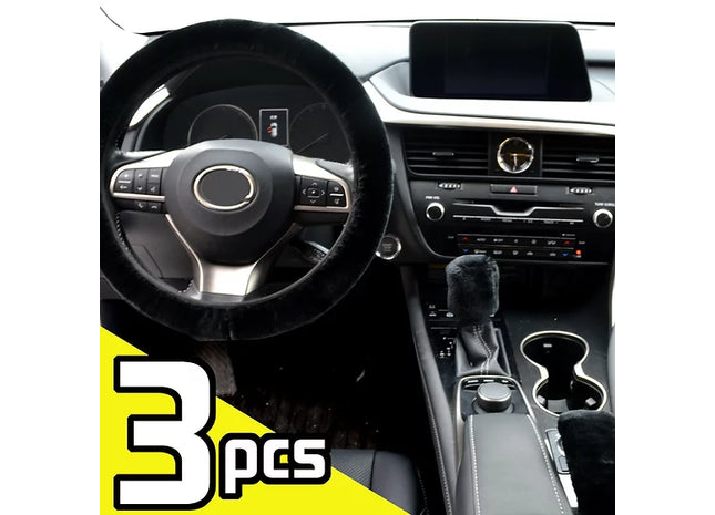 3pcs/set Fluffy Thick Interior Auto Car Steering Wheel