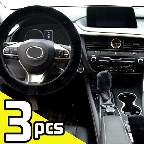 3pcs/set Fluffy Thick Interior Auto Car Steering Wheel