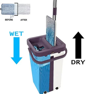 360 Flat Squeeze Mop & Bucket Set Home Floor Mop
