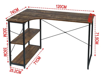 L-shaped PC computer desk with shelves and workstation