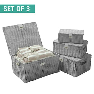 Grey Wicker Baskets Set of 3
