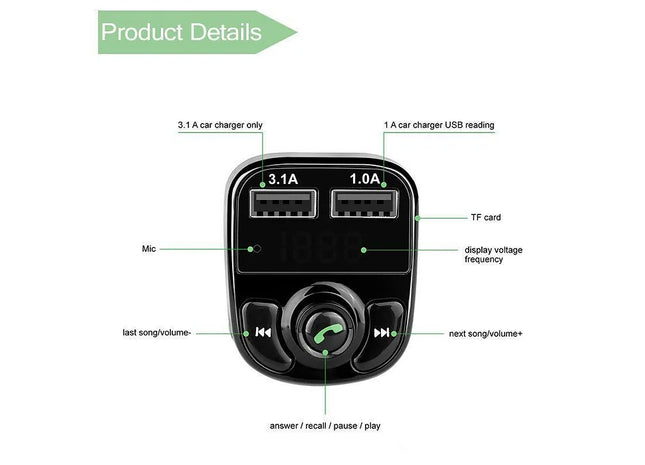 UK Car Wireless Bluetooth FM Transmitter MP3 Player