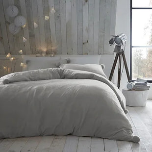 Heather Fleece Pom Pom Duvet Set