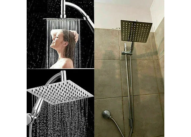 8" Rainfall shower head Pressure Steel Chrome Powerful Energy Water Saving