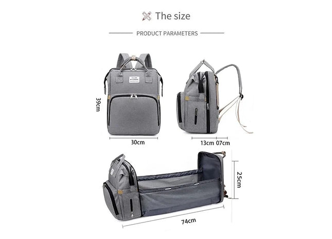 Multi-Function Baby Diaper Backpack Baby Folding Bed