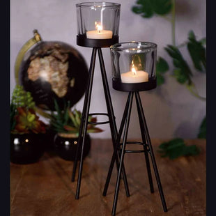 2 Metal Tea Light Candle Stick Stand