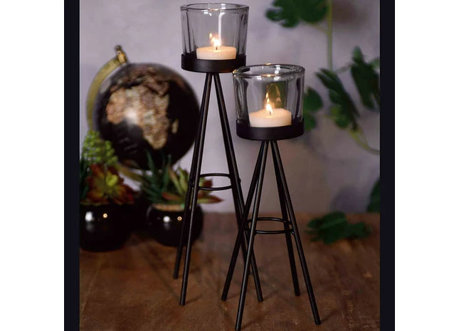 2 Metal Tea Light Candle Stick Stand