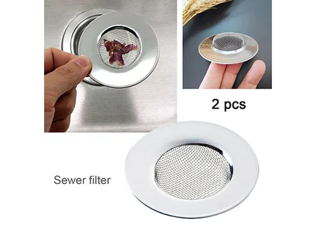 2x Stainless Steel Sink Strainer Kitchen Gutters