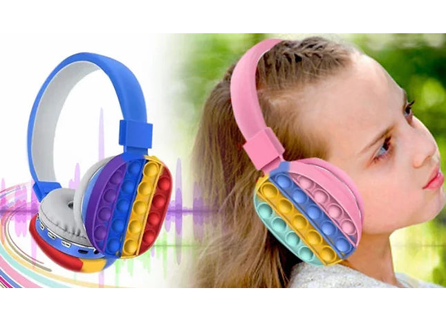 Kids Wireless Push Pop Fidget Headphones - 2 Colours