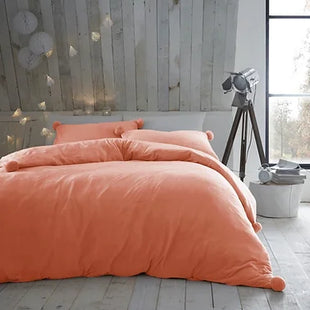 Heather Fleece Pom Pom Duvet Set