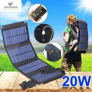 20W USB Solar Panel Folding Power Bank