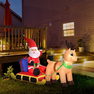 Inflatable Santa Claus with Sled and Reindeer