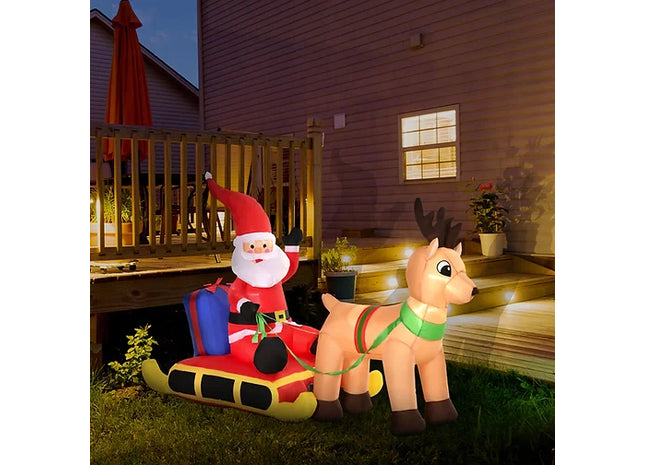 Inflatable Santa Claus with Sled and Reindeer