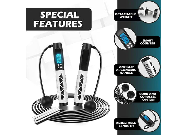 LCD Digital Display Skipping Rope With Counter 2 In 1 Speed Jump Rope