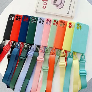 Crossbody Strap Liquid Silicone Phone Case