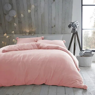 Heather Fleece Pom Pom Duvet Set