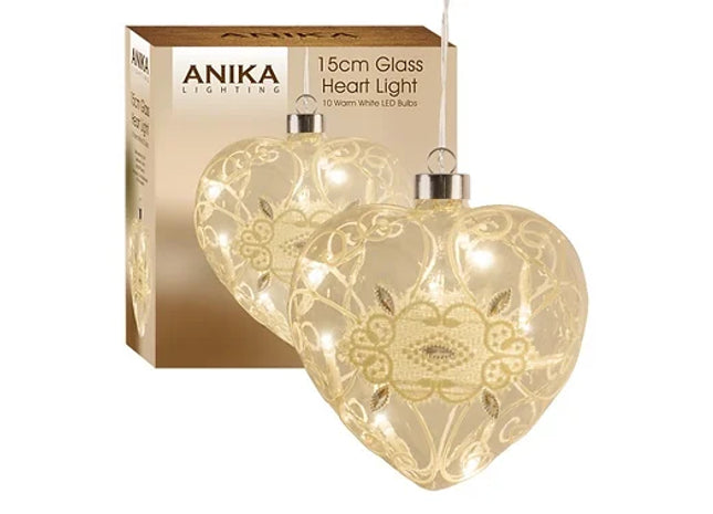 Decorative LED Light Up Glass Heart