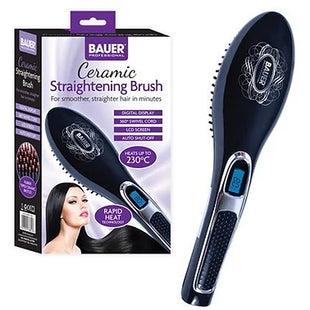 Hair Brush Straightener - Black