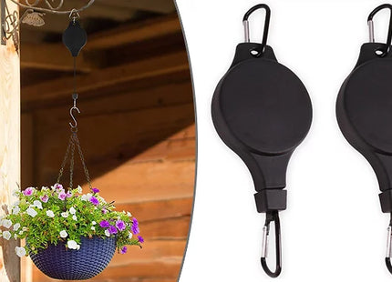 2 x Retractable Hanging Basket Hooks