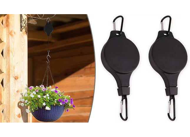 2 x Retractable Hanging Basket Hooks