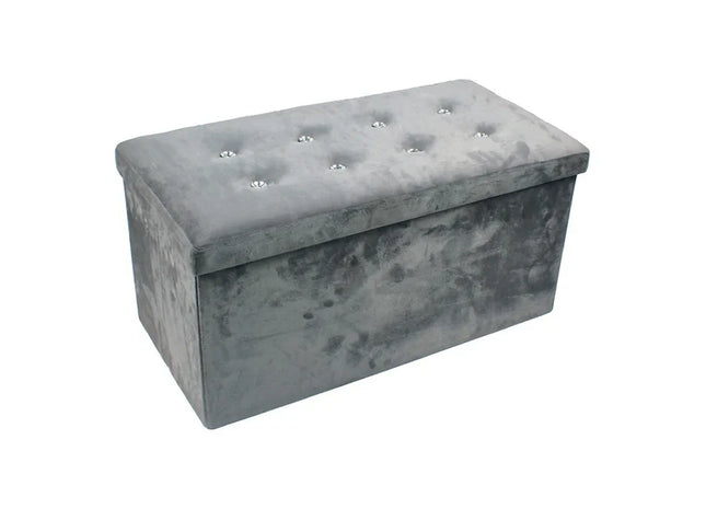 Large Diamante Faux Suede Ottoman