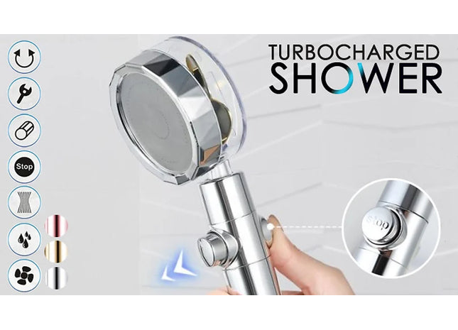 Turbocharged 360-Degree Rotating High-Pressure Shower Head
