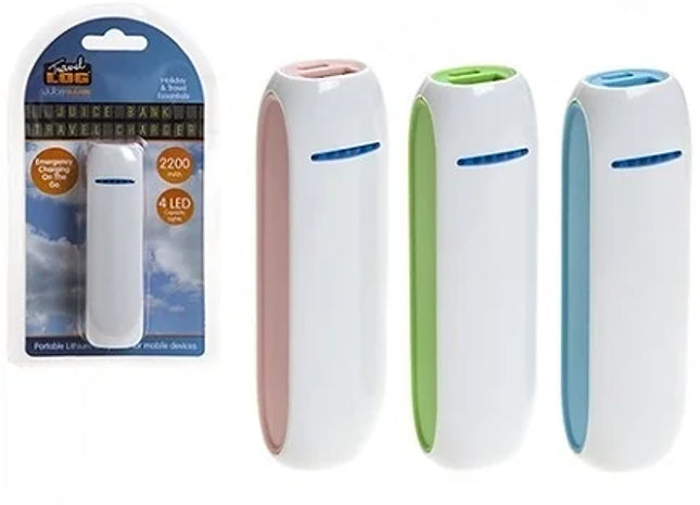 JUICE BANK TRAVEL CHARGER  2200MAH. 3 ASST COLOURS