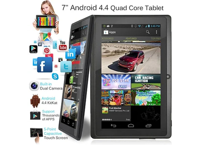 7" Inch Android Tablet 8GB Quad Core 4.4 Dual Camera Bluetooth Wifi Tablet