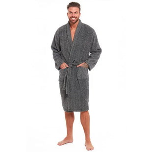 MENS FLEECE DRESSING GOWN WITH SHAWL COLLAR