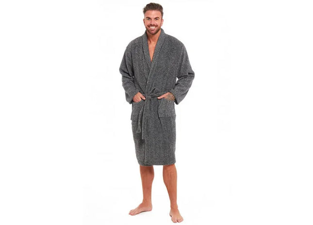 MENS FLEECE DRESSING GOWN WITH SHAWL COLLAR