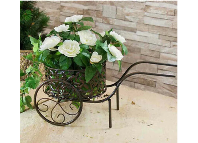 ORNATE BRONZE FINISH  WHEELBARROW PLANTER