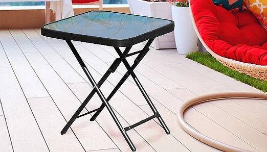 Folding Drinks Table With Glass Top