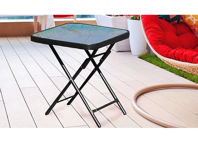 Folding Drinks Table With Glass Top