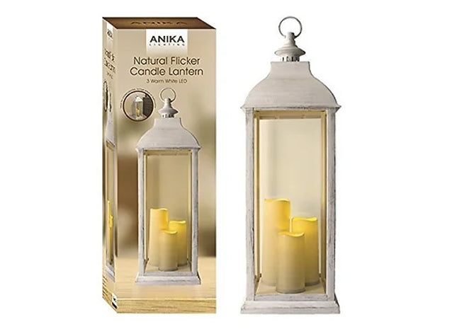 Cream Lantern with Candles