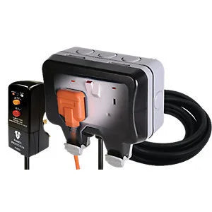 13A Twin Exterior Switched Socket & Plug Kit - Grey