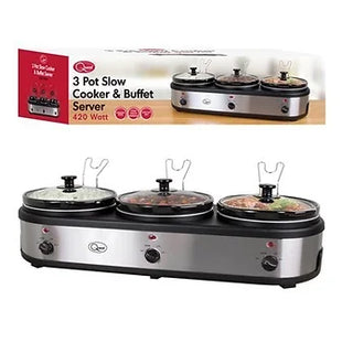 3-Pot Stainless Steel Slow Cooker Buffet Server