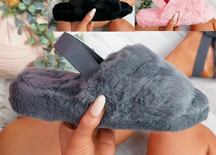 WOMENS FAUX FUR FLUFFY SLIDERS SLIP ON FLAT WARM SLIPPERS SANDALS SIZE UK