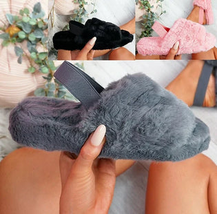 WOMENS FAUX FUR FLUFFY SLIDERS SLIP ON FLAT WARM SLIPPERS SANDALS SIZE UK