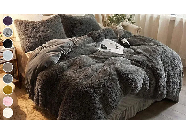 Luxury Faux Fur Throw or Duvet Sets - 8 Colours & 3 Sizes