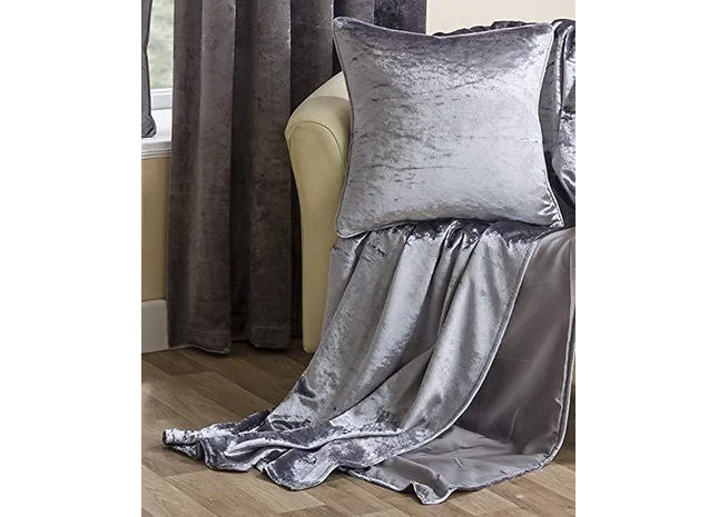 Splendour Silver Crushed Velvet Throw