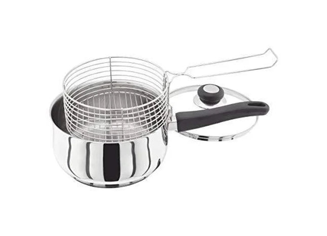 Stainless Steel Chip Pan & Lid W/ Wire Basket