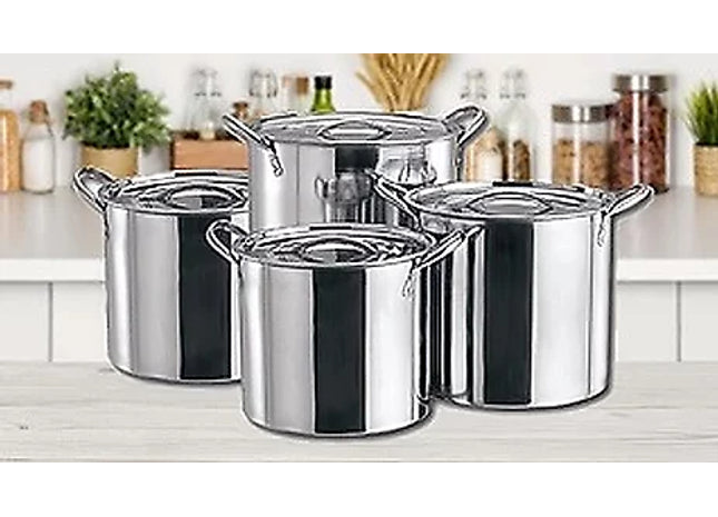 4-Piece Large Stainless Steel Stock Pot Set
